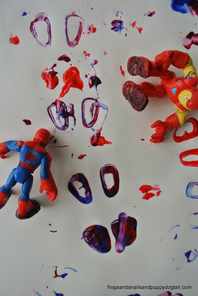 Superhero Print Making and Color Mixing