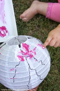 Gorgeous toddler decorated lanterns inspired by cherry blossom trees