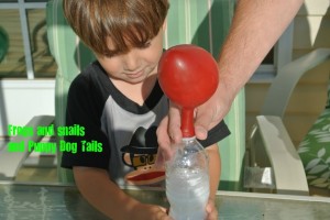 Blowing up a balloon with a twist- science for kids 
