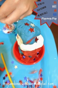Red, white, and blue playdough play Activity for Kids