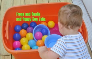 Tub of balls and bowls-water play