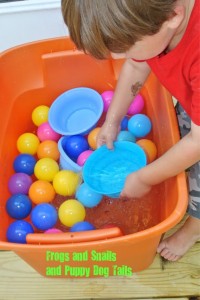 Tub of balls and bowls-water play