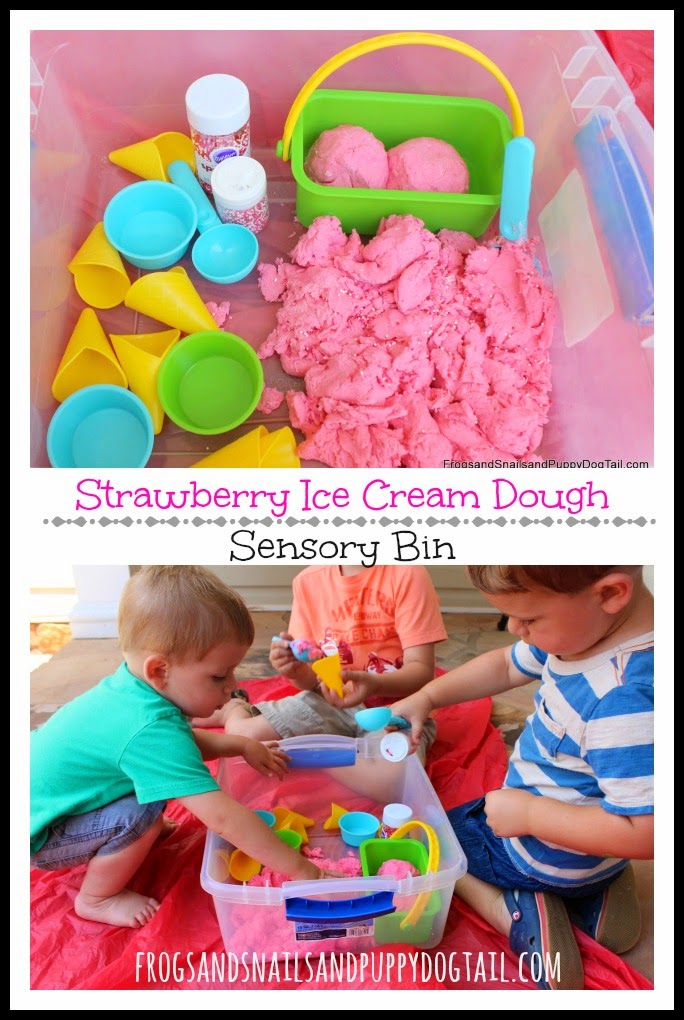 Strawberry Ice Cream Dough Sensory Bin