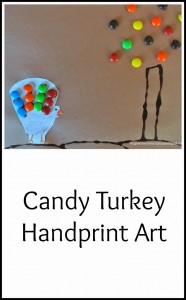 M&Ms Candy Turkey Handprint- Thanksgiving crafts for kids