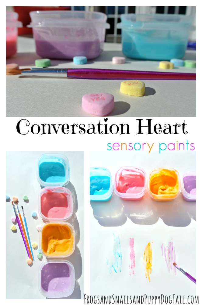 DIY conversation heart sensory paints