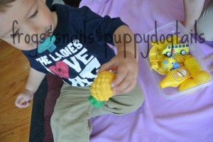 Color Yellow Sensory bin for baby/toddler