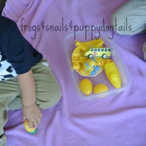 Color Yellow Sensory bin for baby/toddler