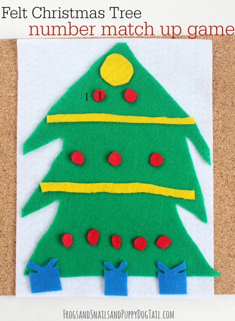 felt christmas tree number match up game for kids 