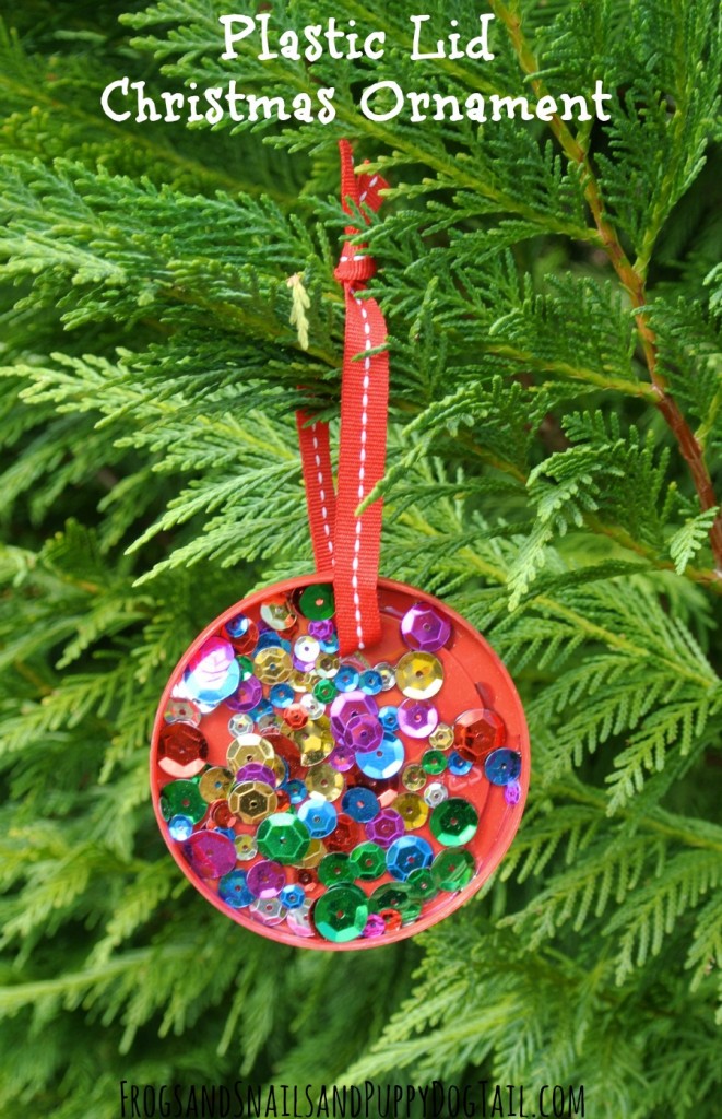 Plastic Lid Christmas Ornament: perfect for kids to make
