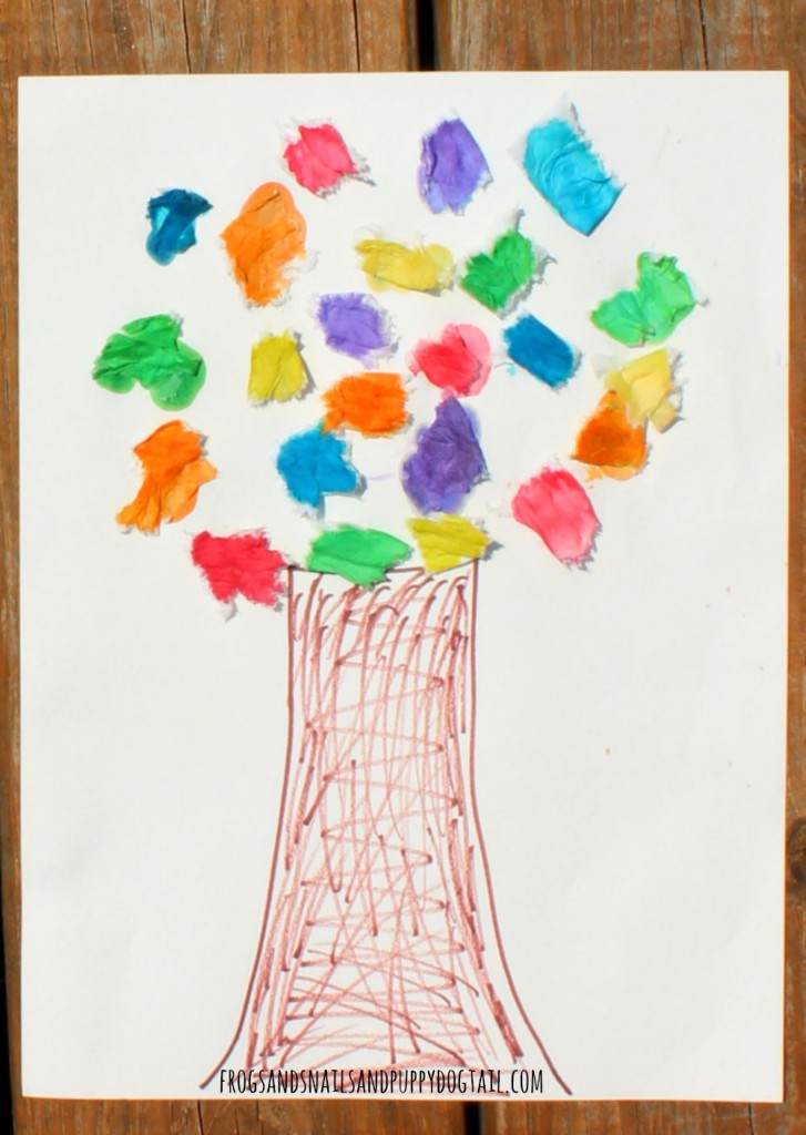 Tissue Rainbow Tree Craft for kids 
