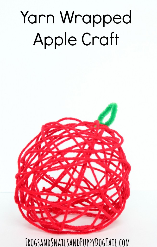 yarn wrapped apple craft with kids 