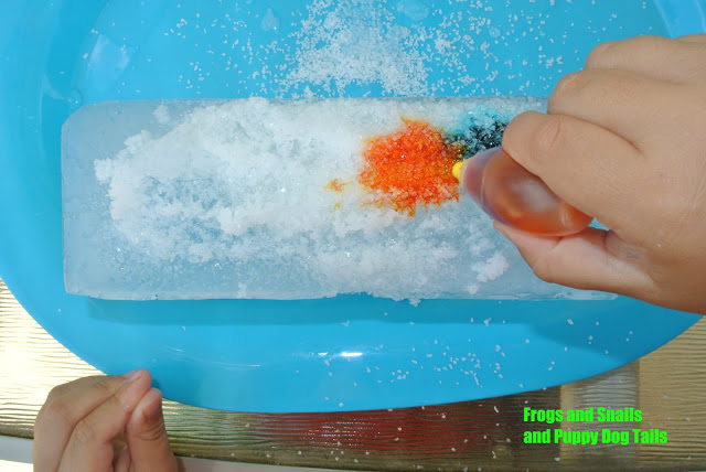 Ice Masterpiece- melting ice with kids
