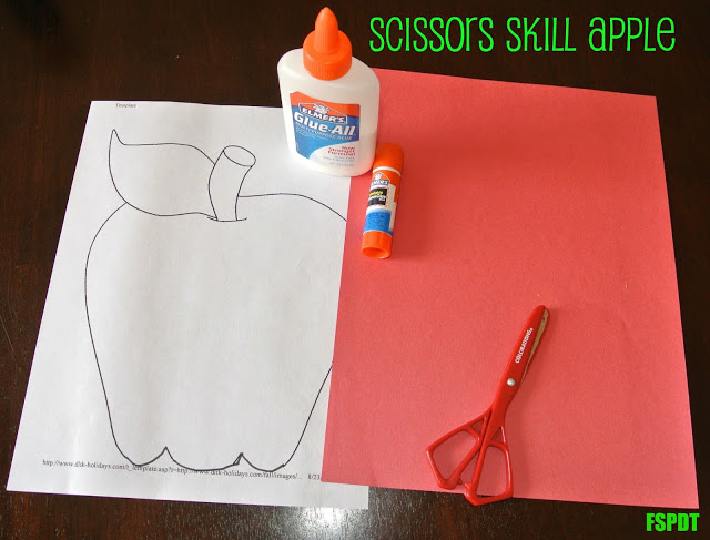 Apple Scissor Skill Craft and Coloring Page