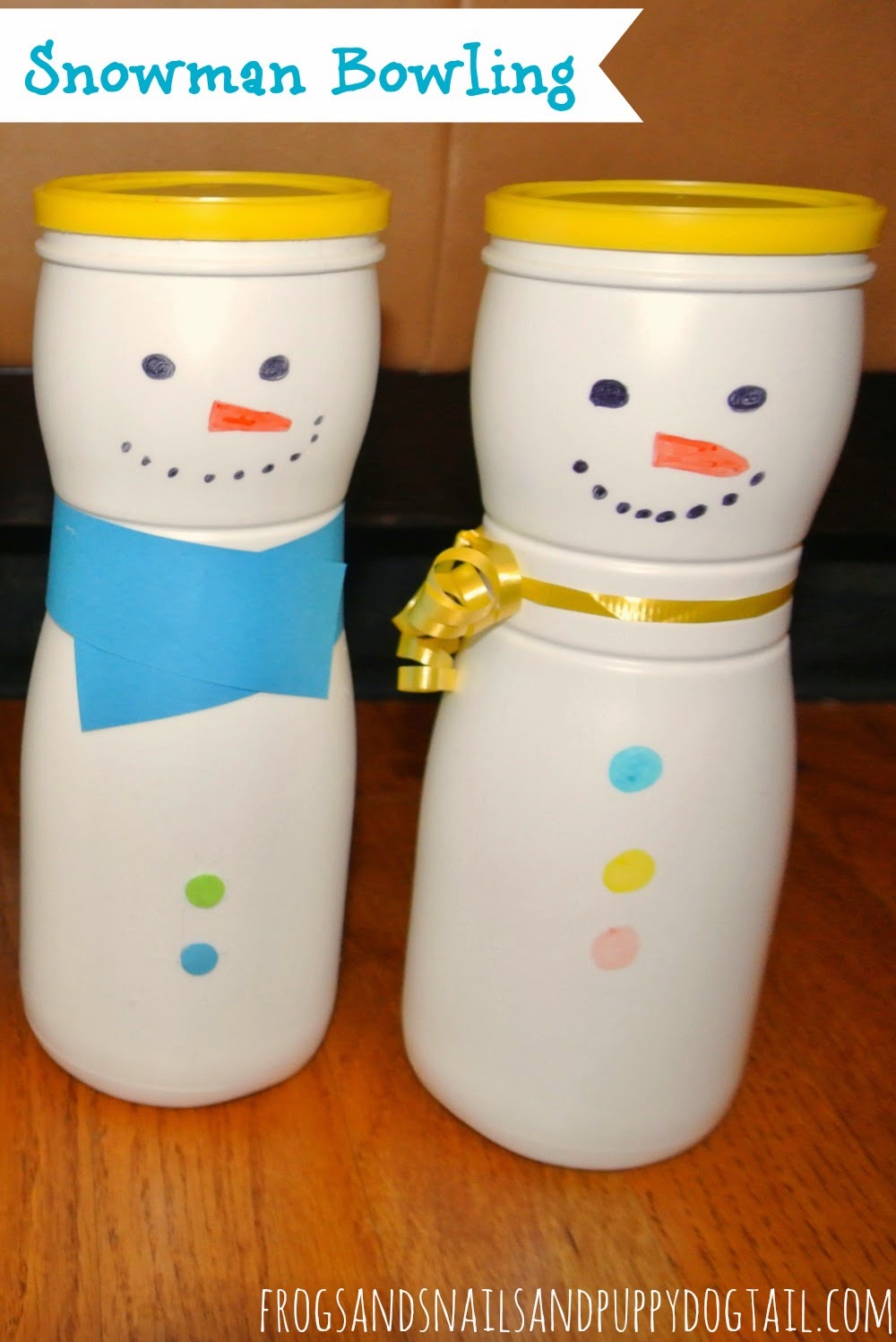 Snowman Bowling with sock snowballs for Kids on FSPDT