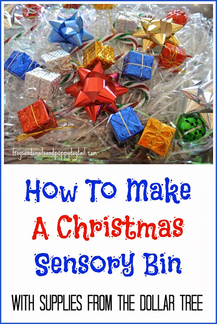 Christmas Sensory Bin-easy diy from the dollar tree