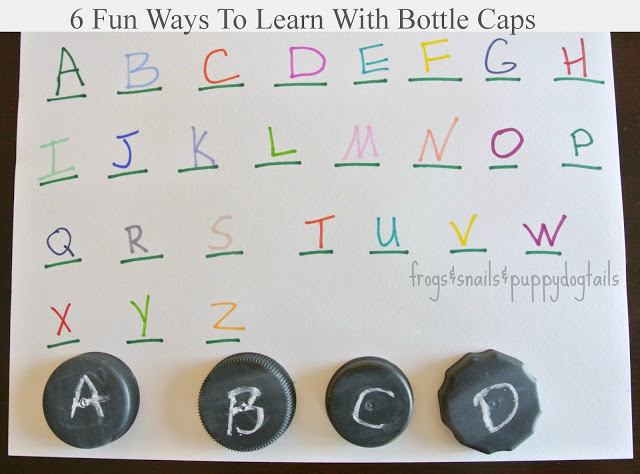 6 Fun Ways To Learn and Play With chalk Painted Bottle Caps