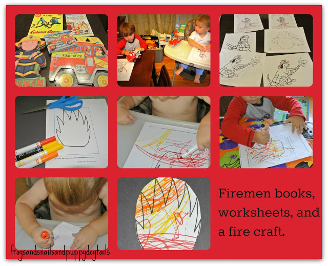 Firefighter Books and Easy Fire Craft/Coloring sheets...