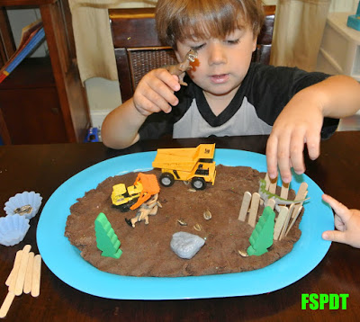 Dino Land with mocha glitter playdough
