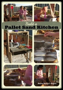 Easy Pallet Sand Kitchen Fun -Use recycled materials to create an outdoor item that will provide hours of play...from Mummy Musings & Mayhem