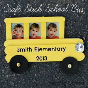 This craft stick school bus frame is easy for kids to make and a fun way to celebrate back to school.