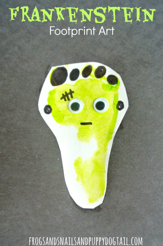 frankenstein footprint and handprint art