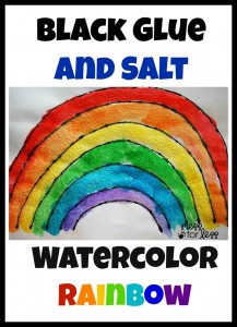 Rainbow Crafts for kids - Black glue and salt watercolor rainbow #watercolors #rainbow