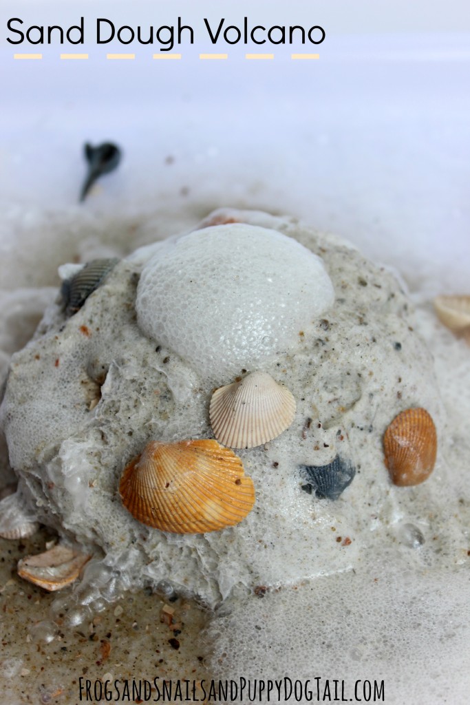 sand dough volcano sensory and science for kids 
