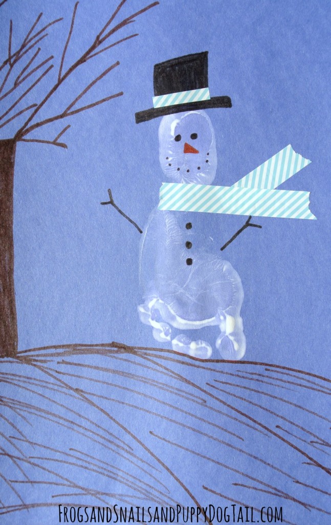snowman footprint art for kids 