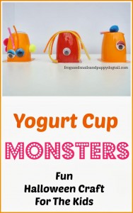 Yogurt Cup Monsters- Fun Halloween Craft For Kids by FSPDT