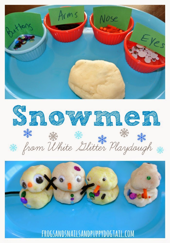 Snowmen from White Glitter Playdough - FSPDT