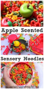 apple scented sensory noodles for play activities