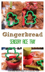gingerbread scented sensory rice play activity idea for kids