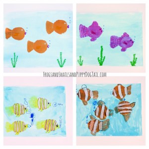 potato print fish craft for kids