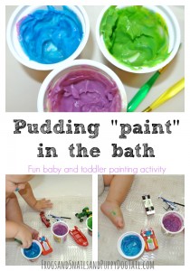 Pudding paint in teh bath a baby and toddler activity