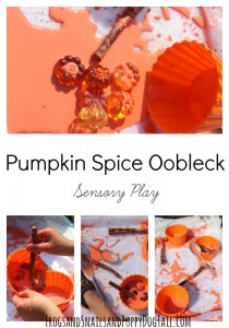 pumpkin spice oobleck sensory play activity idea for kids