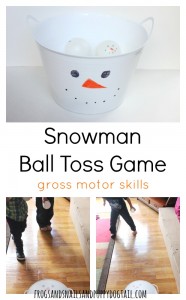 snowman ball toss game for gross motor skills